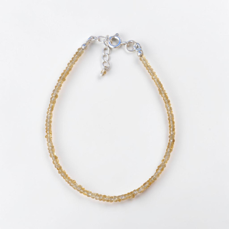 Bracelet fin pierres Citrine facettées fermoir argent