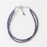 Bracelet 2 rangs pierres naturelles Iolite facettées fermoir argent