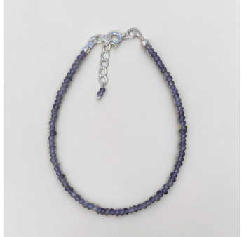 Bracelet fin pierres naturelles Iolite facettées fermoir argent