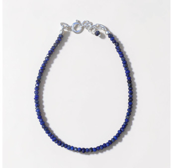 Bracelet fin pierres facettées en lapis lazuli et argent