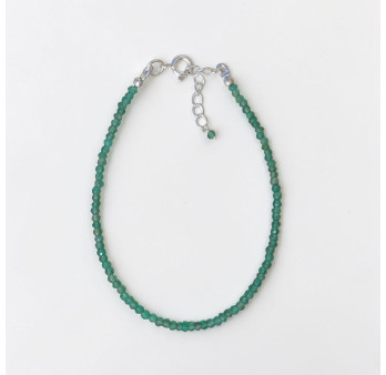Bracelet fin pierres agate verte et fermoir argent (vert)