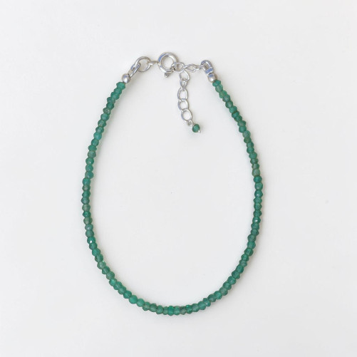 Bracelet fin pierres agate verte et fermoir argent (vert)