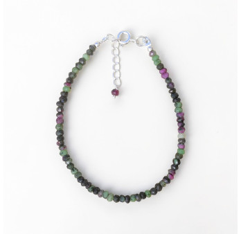 Bracelet fin pierres Rubis sur Zoisite facettées fermoir argent