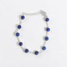 Bracelet fin argent et 10 petites pierres rondes en Lapis lazuli