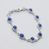 Bracelet argent ciselé et 8 pierres rondes en Lapis lazuli