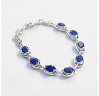 Bracelet argent 8 pierres ovales en Lapis lazuli