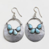 Grandes boucles d'oreilles argent 4 pierres en larimar bleu