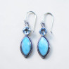 Boucles d'oreilles argent 2 pierres en larimar et topaze bleue
