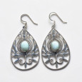Grandes boucles d'oreilles argent goutte et pierre ovale en Larimar (bleu) Grandes boucles d'oreilles argent goutte et pierre ovale en Larimar (bleu)