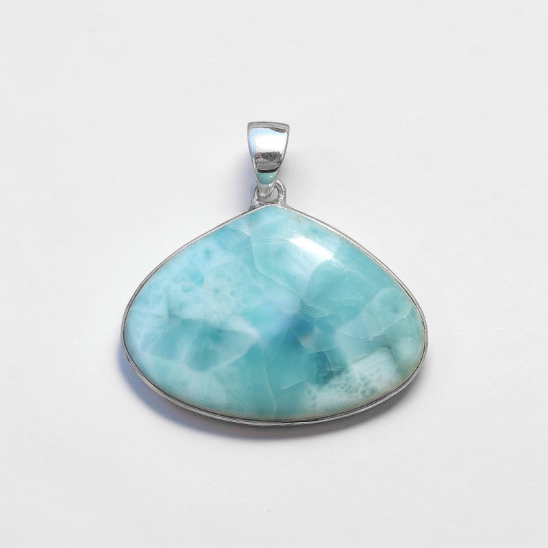 Gros pendentif goutte pierre Larimar et argent