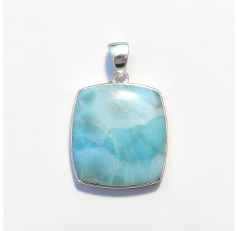 Gros pendentif rectangulaire pierre Larimar et argent
