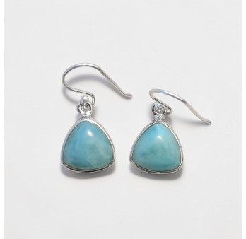 Boucles d'oreilles triangulaires pierre Larimar et argent