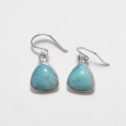 Boucles d'oreilles triangulaires pierre Larimar et argent