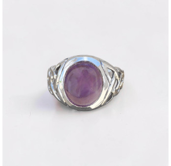 Chevalière Homme viking argent et pierre Améthyste (violet) T67