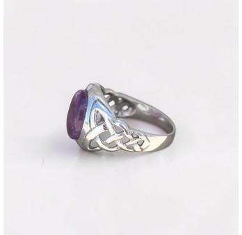 Chevalière Homme viking argent et pierre Améthyste (violet) T67