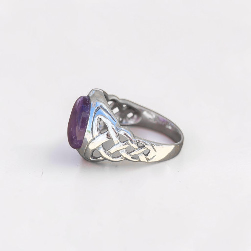 Chevalière Homme viking argent et pierre Améthyste (violet) T67