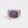 Chevalière Homme argent lisse et pierre rectangulaire Améthyste (violet) T65/67