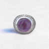 Chevalière Homme argent et pierre ronde Améthyste (violet) T59