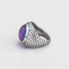 Chevalière Homme argent et pierre ronde Améthyste (violet) T59