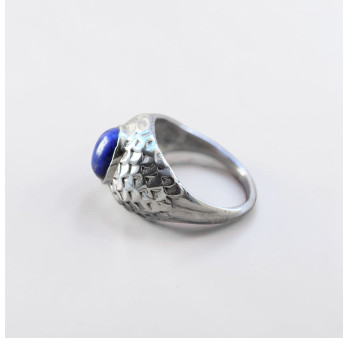 Bague chevalière homme argent et pierre en Lapis lazuli T63/64/65