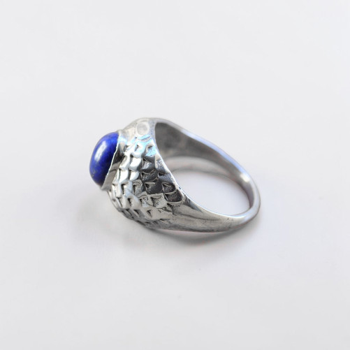 Bague chevalière homme argent et pierre en Lapis lazuli T63/64/65