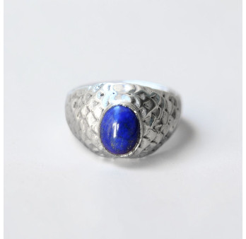 Bague chevalière homme argent et pierre en Lapis lazuli T62/64/65