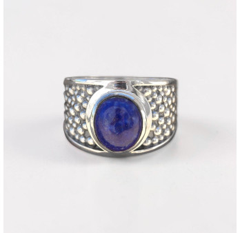 Chevalière Homme reptile argent et pierre Lapis lazuli (bleu) T66
