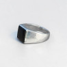 Chevalière Homme argent lisse et pierre carrée Onyx noir T60