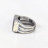 Chevalière Homme argent ajourée et pierre carrée Onyx noir (noir) T65