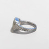 Bague en argent martelé et pierre carrée Calcédoine T59
