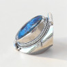 Chevalière mixte large argent et pierre Azurite ovale T62