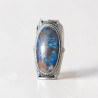 Chevalière mixte large argent et pierre Azurite ovale T62