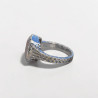 Bague en argent martelé et pierre carrée Quartz rose T57