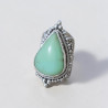 Chevalière mixte large argent ciselé et pierre Chrysoprase T57