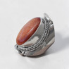 Chevalière mixte large argent et Pierre de soleil ovale T60
