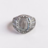 Chevalière Homme en argent ciselé et pierre griffée Prasiolite (vert) T63