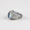 Chevalière Homme en argent ciselé et pierre griffée Prasiolite (vert) T63