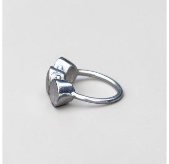 Bague argent 3 Pierres de lune ovales facettées (blanc) T55