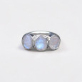 Bague argent 3 Pierres de lune ovales facettées (blanc) T55 Bague argent 3 Pierres de lune ovales facettées (blanc) T55