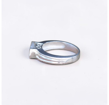 Bague fine argent pierre rectangulaire Pierre de lune (blanc) T55