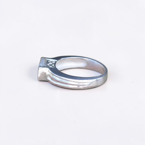 Bague fine argent pierre rectangulaire Pierre de lune (blanc) T55