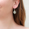 Boucles d'oreilles argent et 2 pierres rondes en Prehnite et Citrine (vert) (jaune)