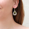 Boucles d'oreilles ajourées pierre ronde pendante en Péridot