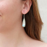 Longues boucles d'oreilles argent pierre en larimar