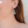 Boucles d'oreilles ciselées en argent et 3 pierres en Labradorite (bleu)