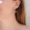 Petites boucles d'oreilles argent libellule avec une pierre Labradorite