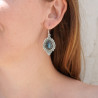 Boucles argent ciselé et pierre Labradorite (bleu)