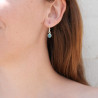 Petites boucles d'oreilles en argent et pierre ronde Calcédoine bleue (bleu)