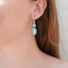 Boucles d'oreilles argent 2 pierres en larimar et topaze bleue