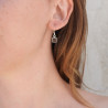 Petites boucles d'oreilles en argent et pierre Quartz fumé carrée facettée